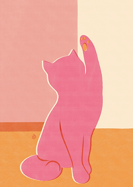 Pink Cat Reaching Up