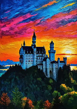 Neuschwanstein Castle Sunset