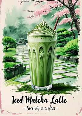 Vintage Iced Matcha Latte