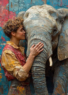 Woman and Elephant