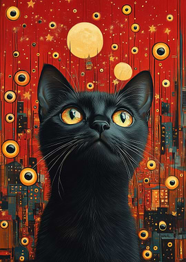 Black Cat in a City of Eyes