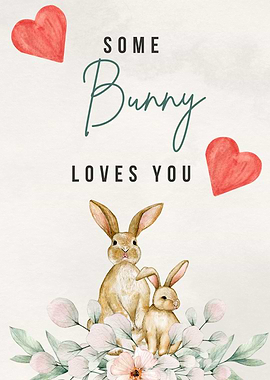 Bunny Love Watercolor Print | Easter Bunny Puns
