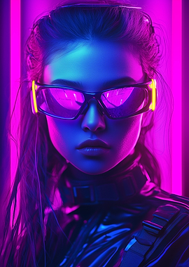 Cyberpunk Woman in Neon Lights