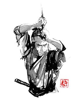 Samurai Warrior Ink Painting
