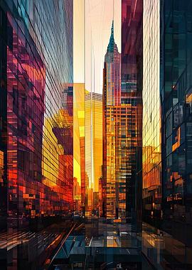 Cityscape with Glass Buildings
