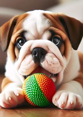 Cute Joyful Bulldog Puppy