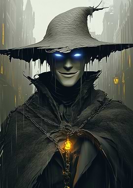 Dark Figure in a Wide-Brimmed Hat