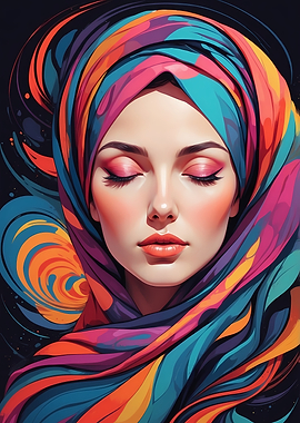 Woman in Colorful Headscarf