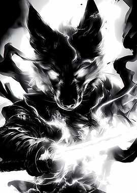 German Shepherd Warrior with Sword Animal