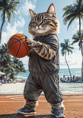 Cat Basketball Player
