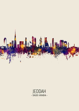 Jeddah Skyline Watercolor