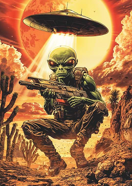 Alien Soldier in Desert