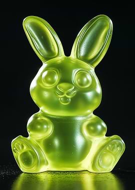 Green Glass Rabbit Figurine