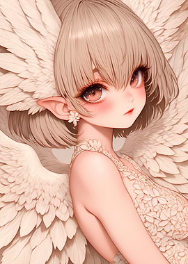 Angel Girl with White Wings Anime Girl