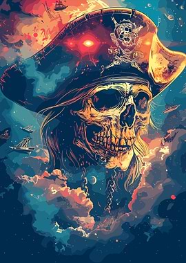 Pirate Skull in Space