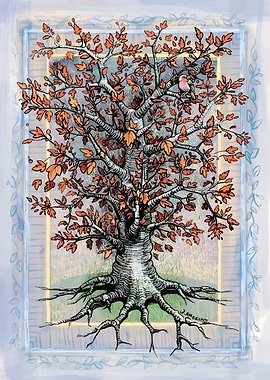 Autumn Tree with Bird