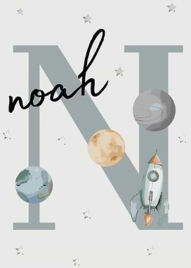 Space Themed Name Art - Noah