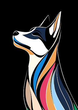 Colorful Husky Illustration