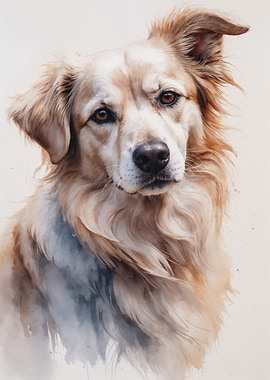 Golden Retriever Watercolor Portrait