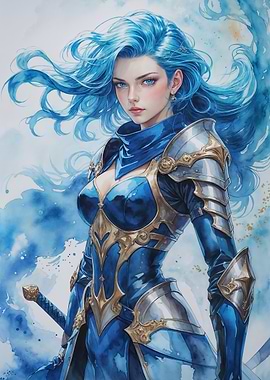 Blue-Haired Warrior Woman