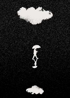Silhouette of a Person with Umbrella