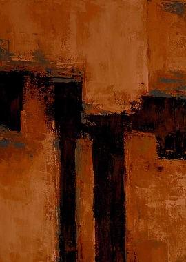 Abstract orange and Black Painting