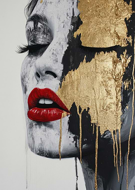 Gold and Red Abstract Portrait