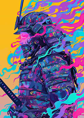 Samurai Warrior Bushido Trippy Weirdcore