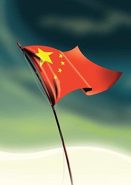 Chinese Flag Waving