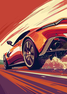 Red Sports Car Speeding