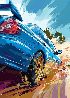 Blue Subaru Rally Car