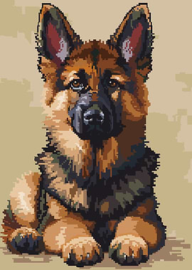 German Shepherd Pixel Art