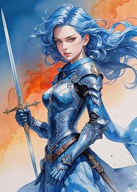 Blue Knight Watercolor