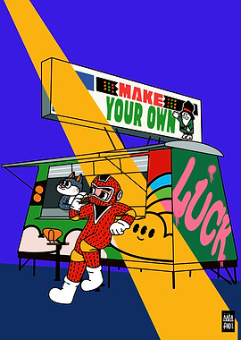 MAKE YOUR OWN LUCK CAT BURGER POSTER
