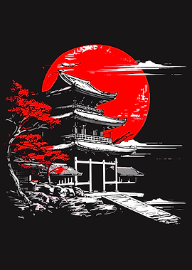 Japanese Temple Sunset