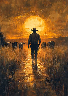 Cowboy at Sunset