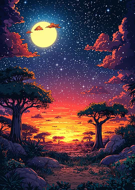 Night Sky Over Savanna