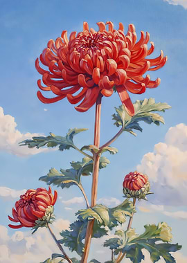 Bloom in Red Chrysanthemum