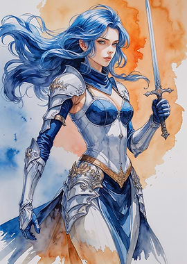 Blue-Haired Warrior Woman