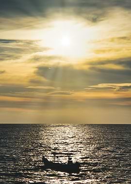 Sunset Boat Silhouette