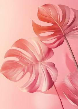 Pink Monstera Leaves