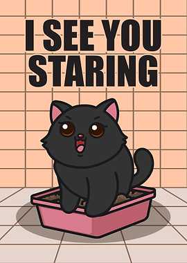 Funny Bathroom Cat Poster