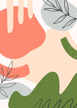 Abstract Art Print with Leaves