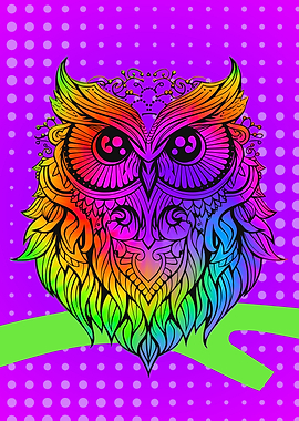 Rainbow Owl Art Print