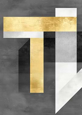 Gold and Grey Letter T