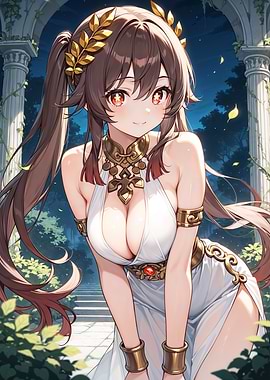 Anime Goddess in White Dress