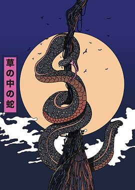 Japanese Snake Illustration