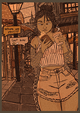 Woman Walking City Street