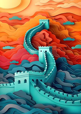 Great Wall of China Paper Art
