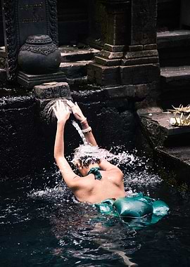 Woman Bathing in Temple